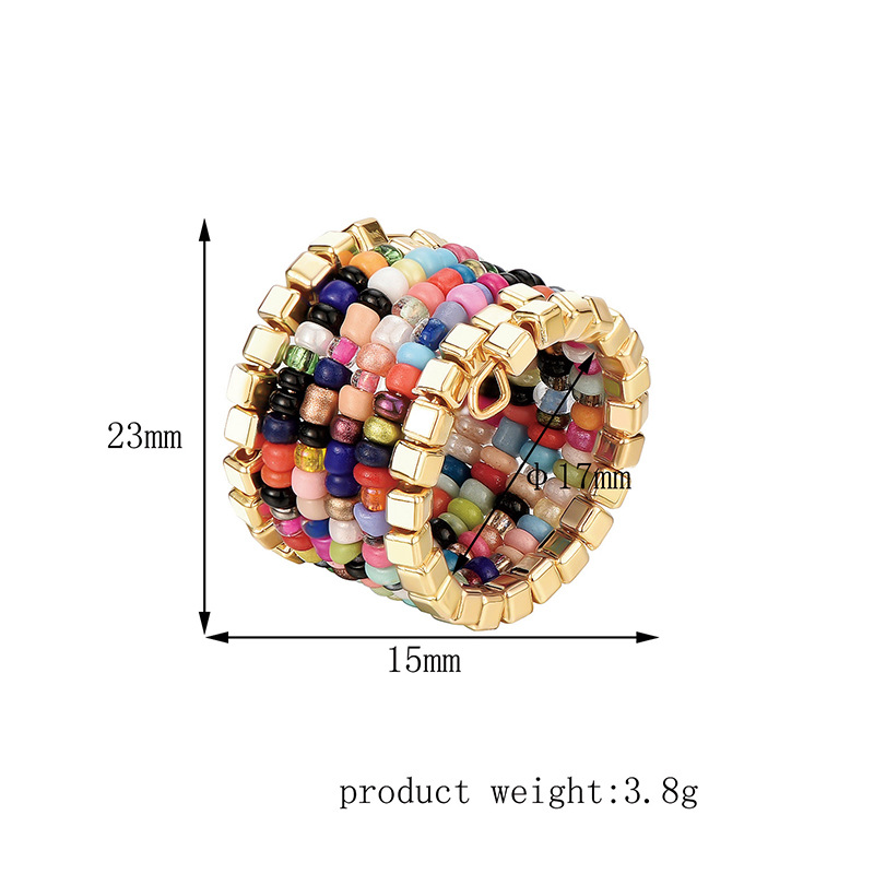Multi-layered One-piece Ring With Colorful Rice Beads