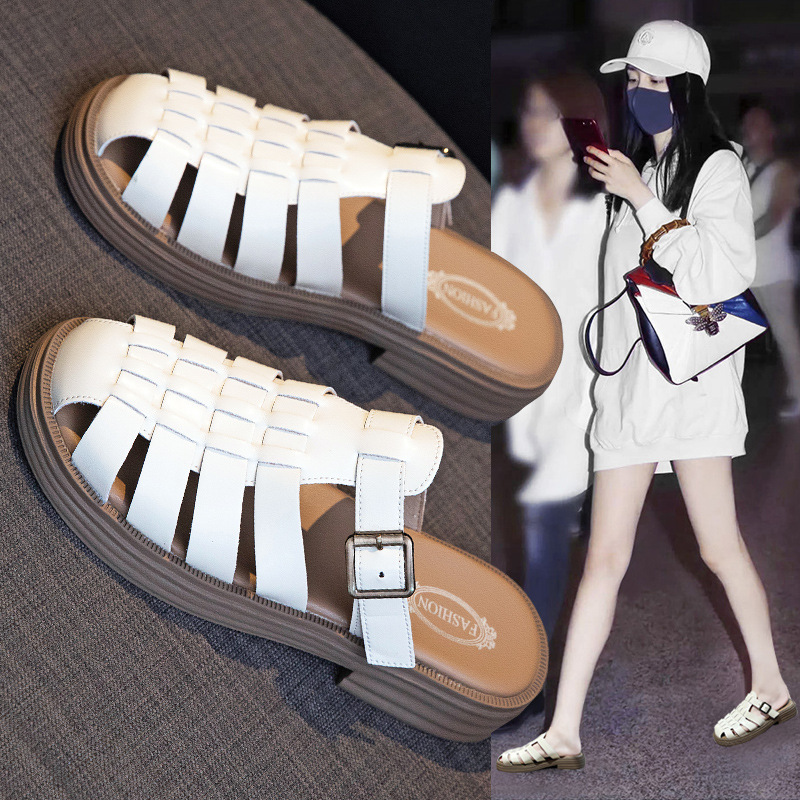 Women's Fashion Outer Thick Bottom Thick Heeled Roman Sandals