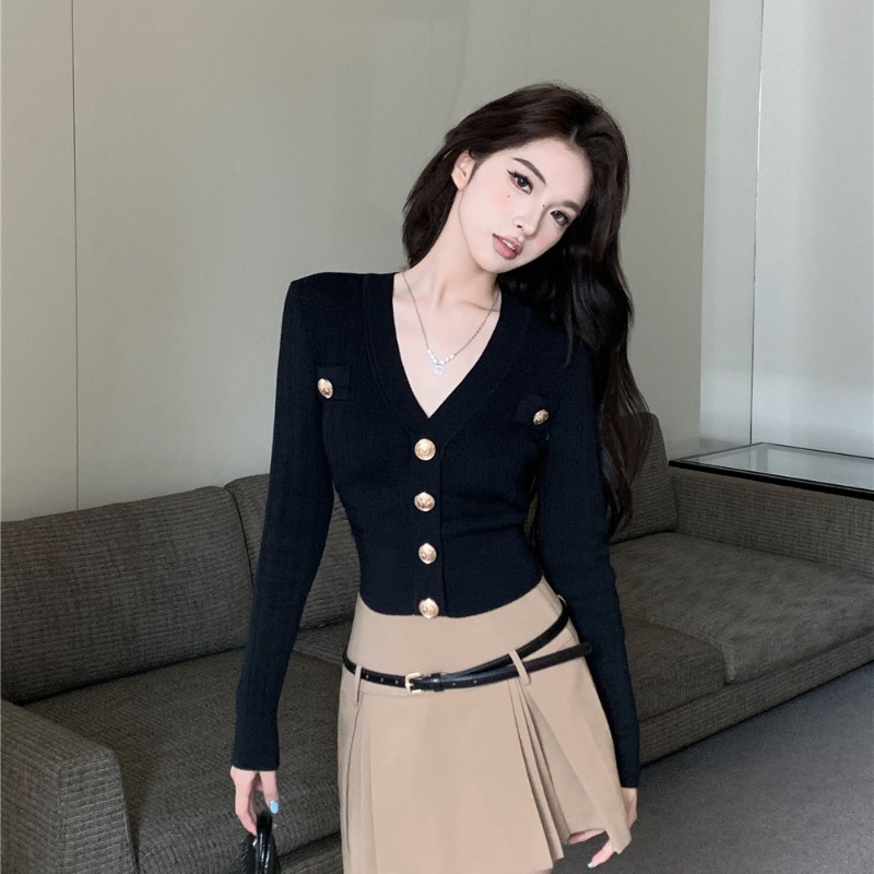 V-neck Skinny Sweater Top Niche