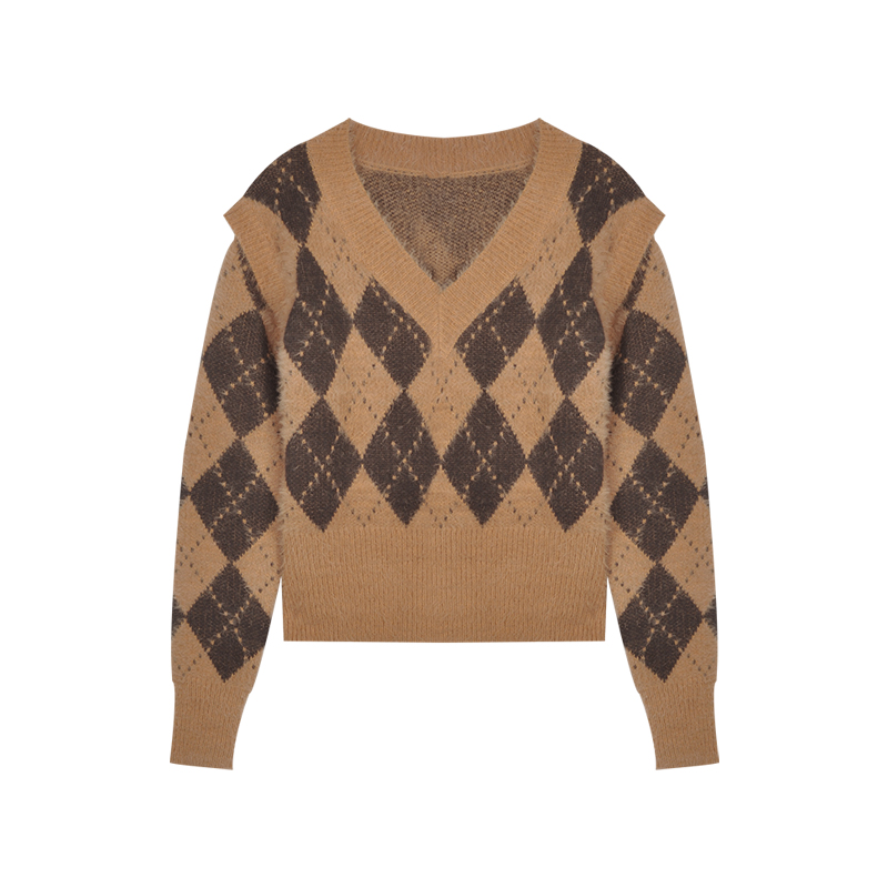 Title 6, Plaid knit Sweater Women Autumn And Winter Thic...