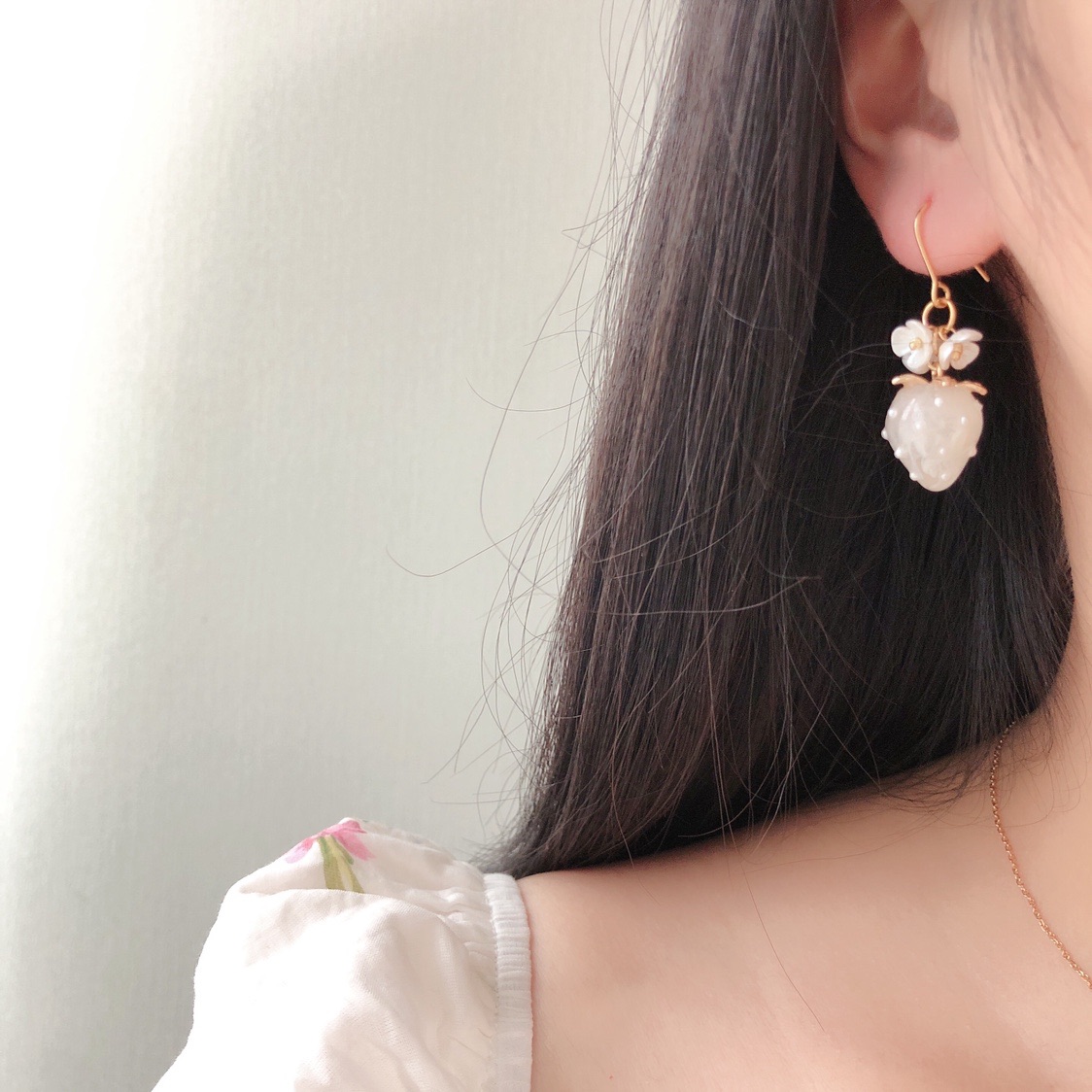 Title 1, Cream Strawberry Ear Studs Ornament