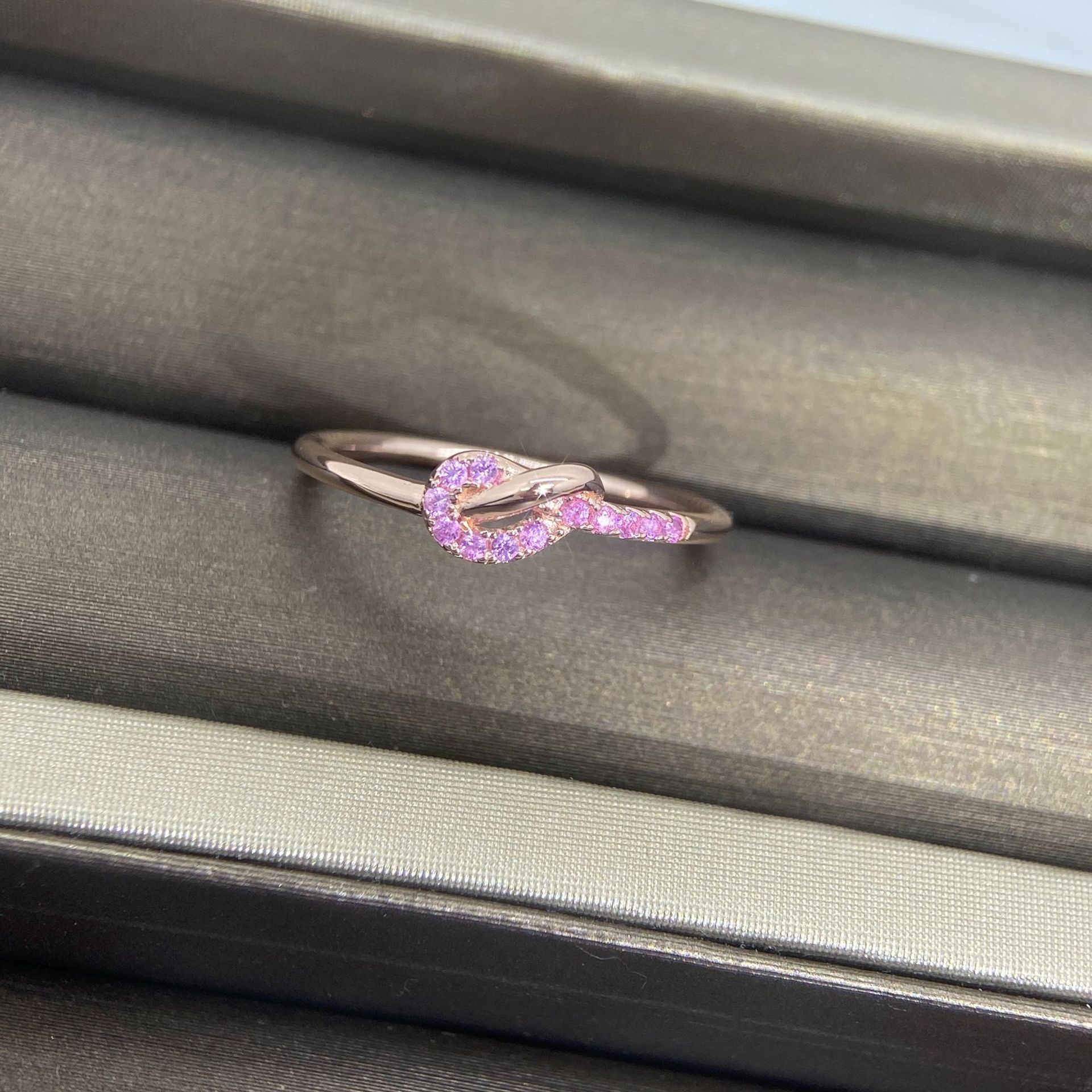 New Mother And Daughter Heart Knot Ring Whole Body 925 Silver