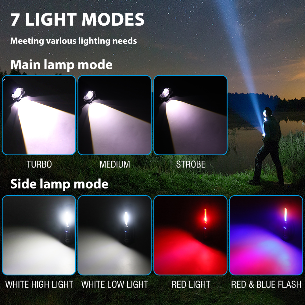 LED Flashlight Floodlight USB Rechargeable Torch Camping Light Battery Lamp — image 9