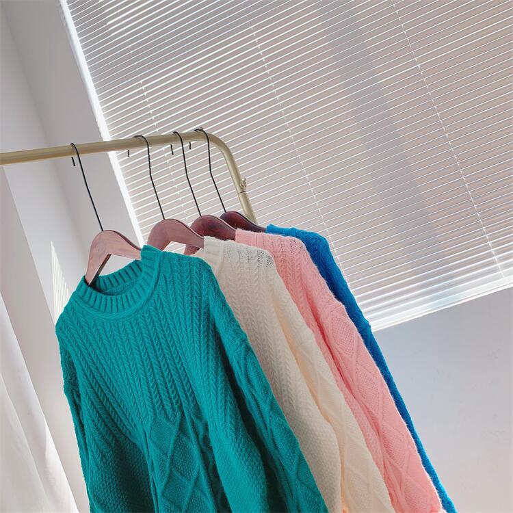 Simple Series Of Pure Color Twist Bottoming Knit Sweater Top Women
