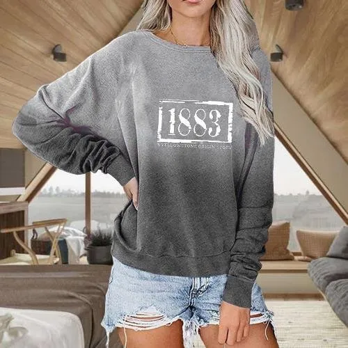 European And American Long sleeved Round Neck 3D Printed Casual Sweater Women 9Color S - Shop at LoveMi