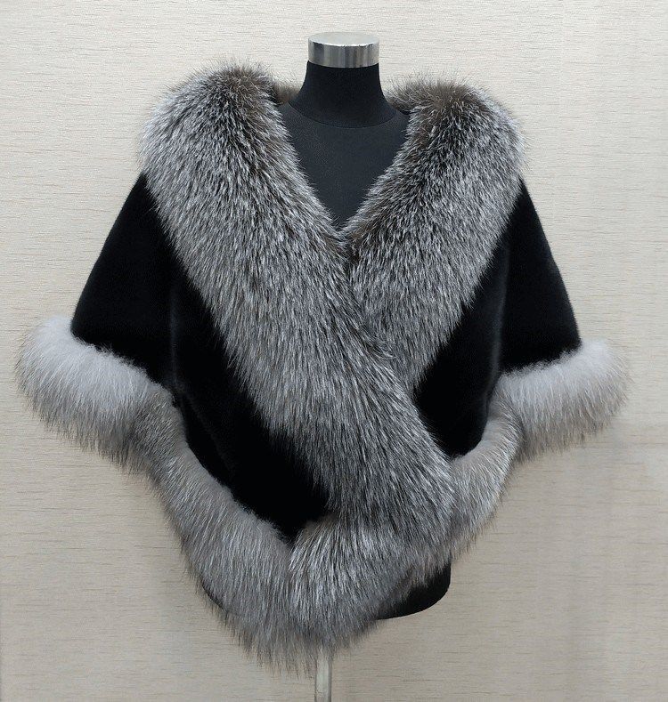 Faux Mink Dress Cloak Autumn And Winter Short Jacket Grey Black - Shop at LoveMi