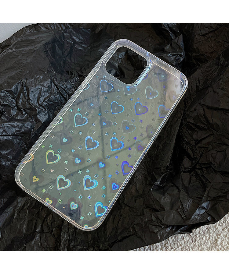 Laser Double Colorful Love Transparent Phone Case