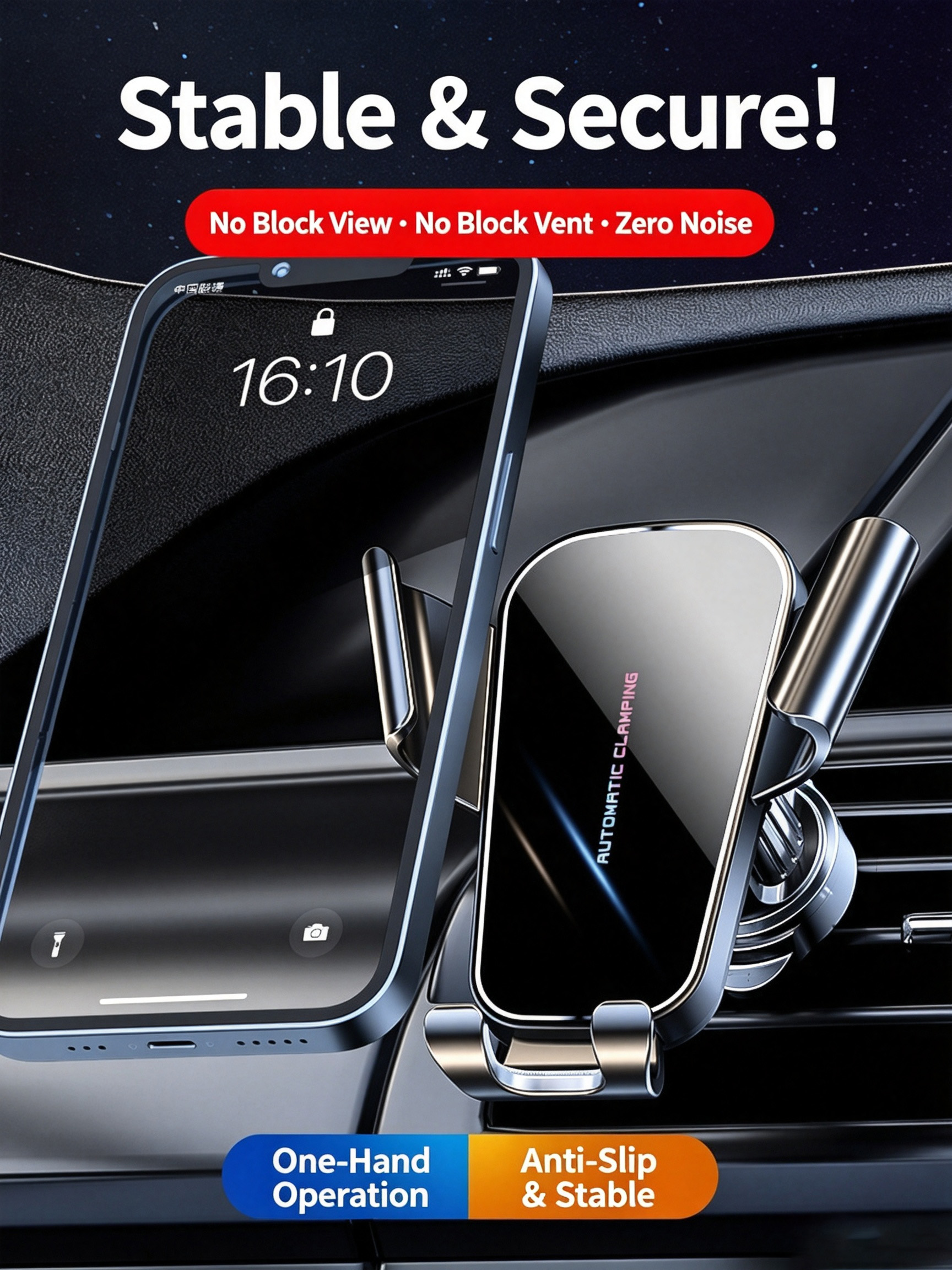 New Car Phone Mount Air Vent Universal Phone Holder Anti Shake Hook Clip Cell Phone Stand For Car Navigation image 4