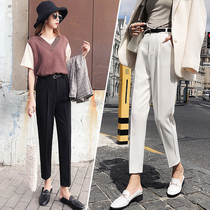 Title 4, Fashionable wild simple high waist pants pants ...