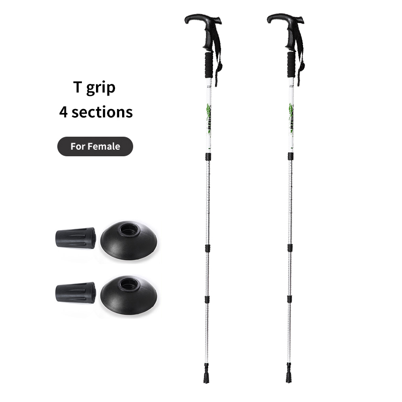 عصا تنزه قابلة للطي خفيفة للغاية من الألمنيوم مع مقبض مستقيم تلسكوبي