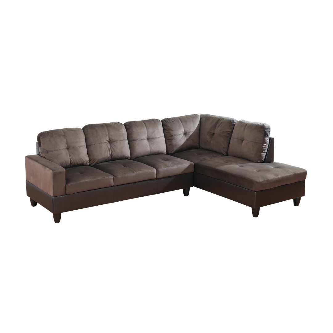 Pickup Only--Dark Brown Flannel And PVC 3-Piece Couch Living Room Sofa Set