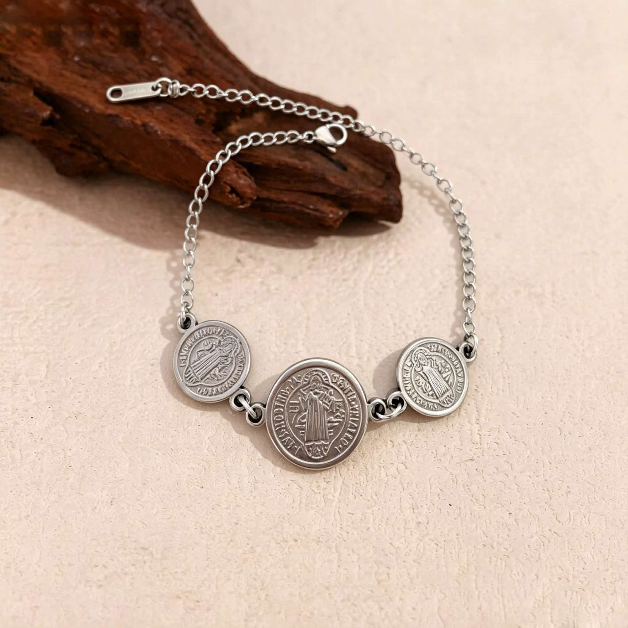 Stainless Steel Beaded Pendant Bracelet, picture 2 of 3