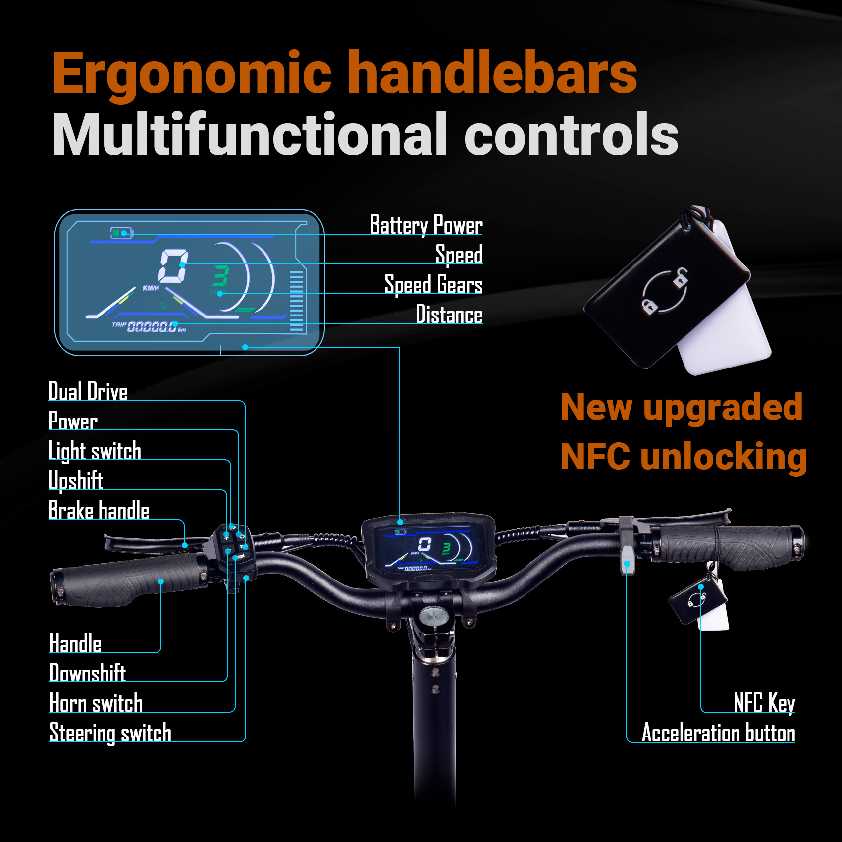 X5 Pro 3000W 60V 40Ah 11 Inches Off Road Eletric Scooter With NFC — image 3