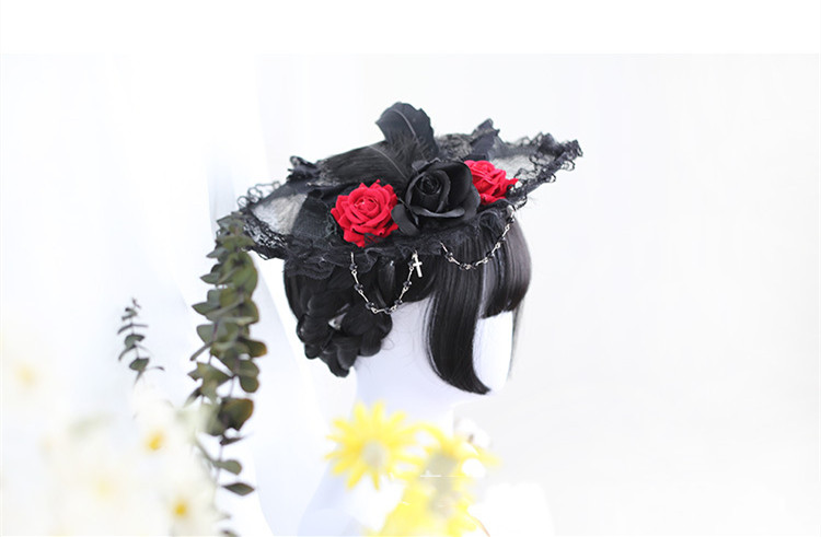 Wig Women's Black Long Straight Net Red Lolita — foto 5