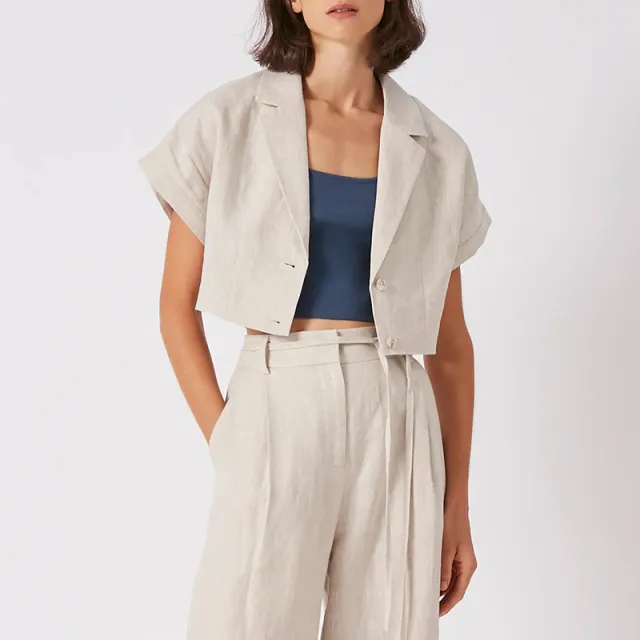 Linen Short Sleeved Suit Collar Shirt Linen - Shop at LoveMi