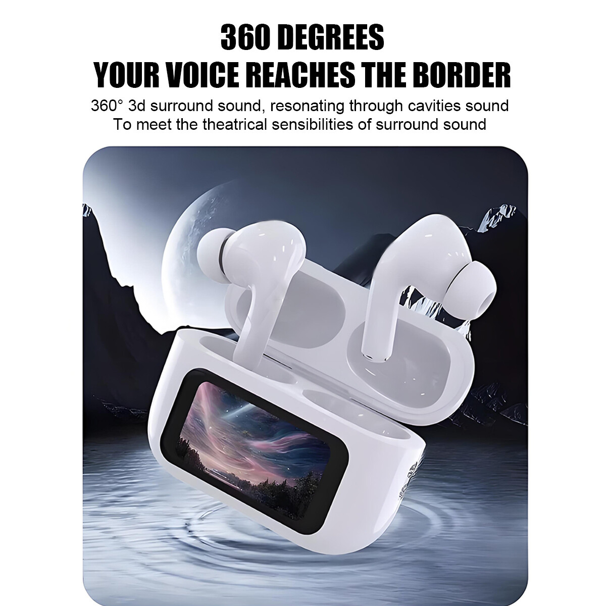 TWS Smart LCD Touch Screen Bluetooth 5.4 Headset Wireless Headphones Earbuds UK