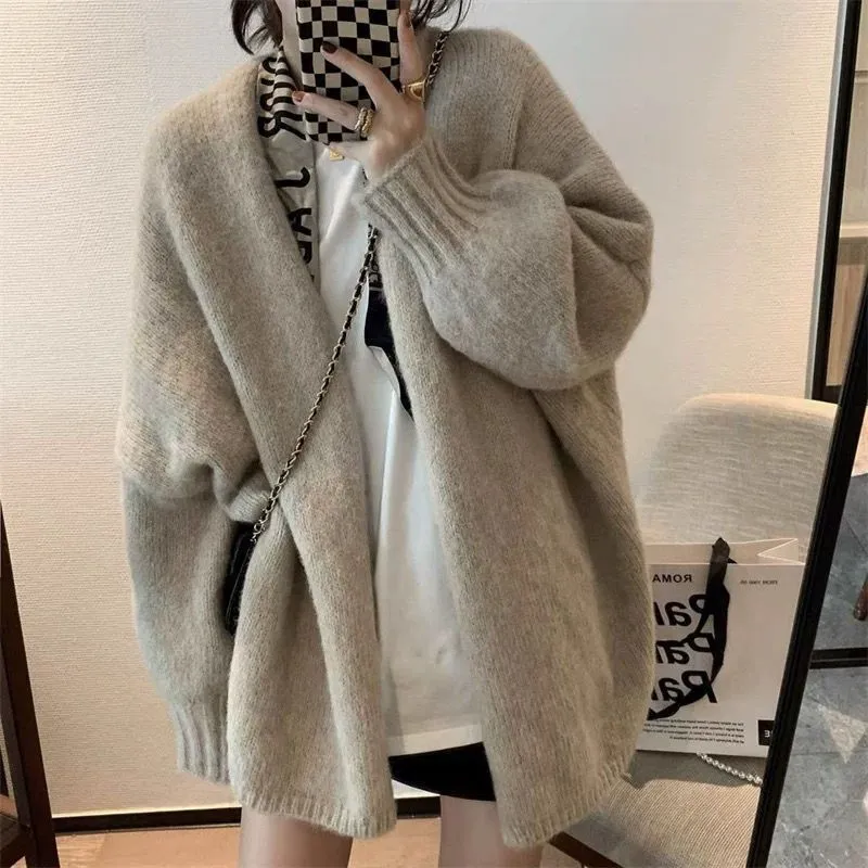 Slim Lazy Style Gentle Cardigan Loose Sweater - Apricot