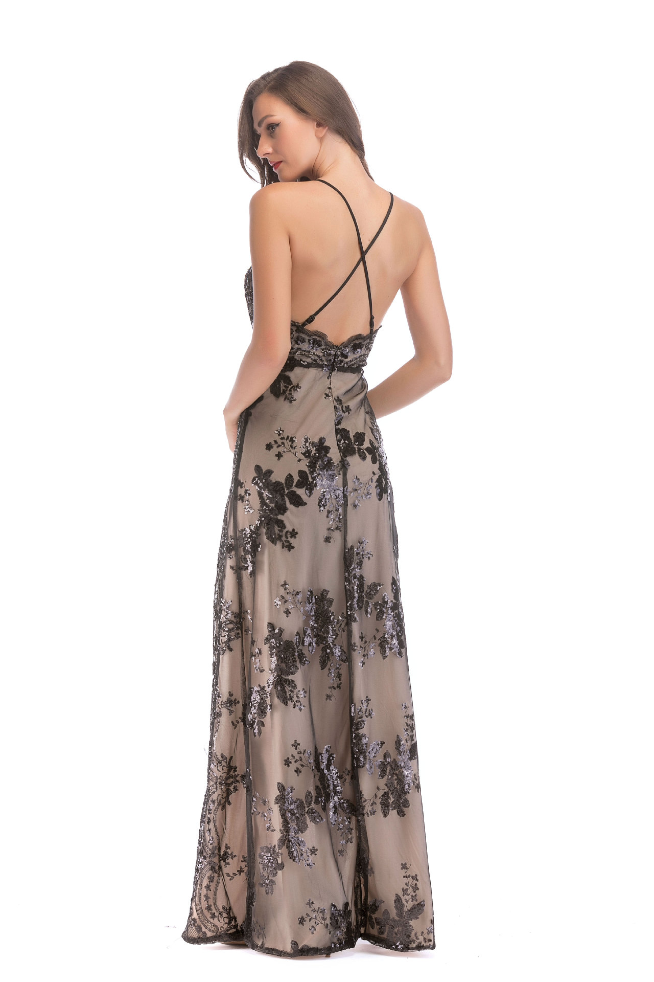 Sequin Halter-Neck Maxi Dress, picture 4 of 6