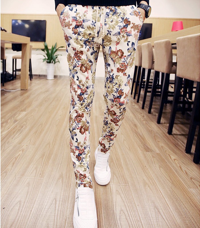 Fashionable And Simple Men's Floral Casual Trousers