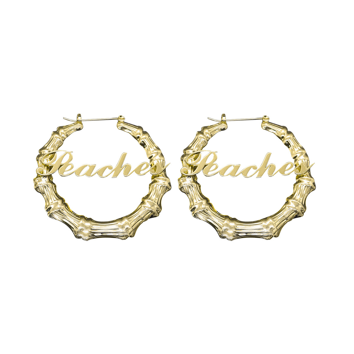 Customized Titanium Steel Name Bamboo Earrings Round