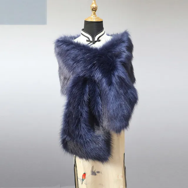 Autumn And Winter Scarf Thickened Warm Waistband Navy Wide Shawl - Shop at LoveMi