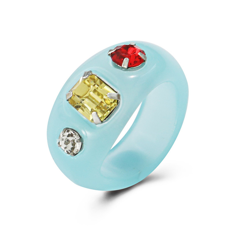 Creative Acrylic Retro Resin Ring With Diamond Ring