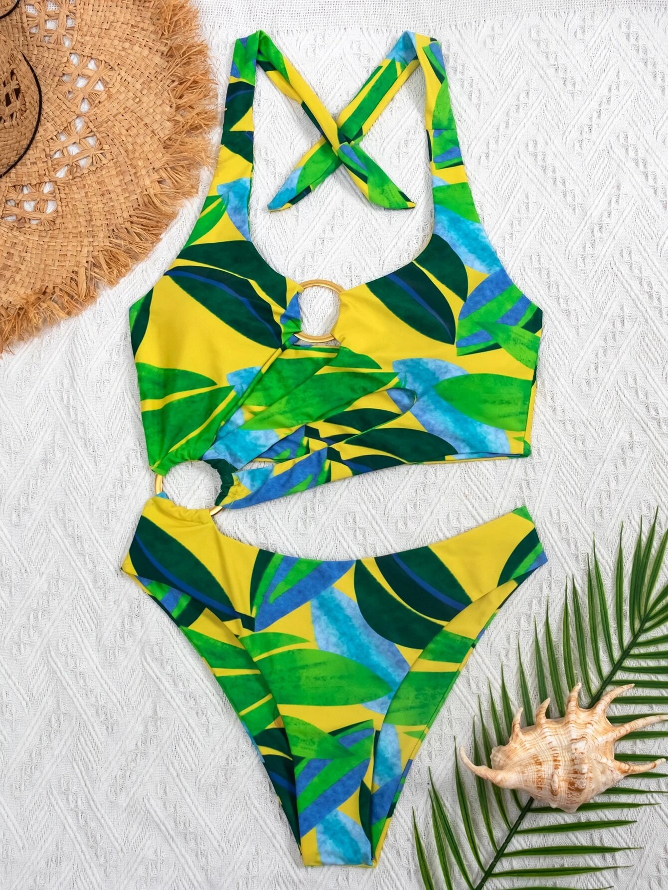 Ladies One Piece Swimsuit Push Up Print - Image 4
