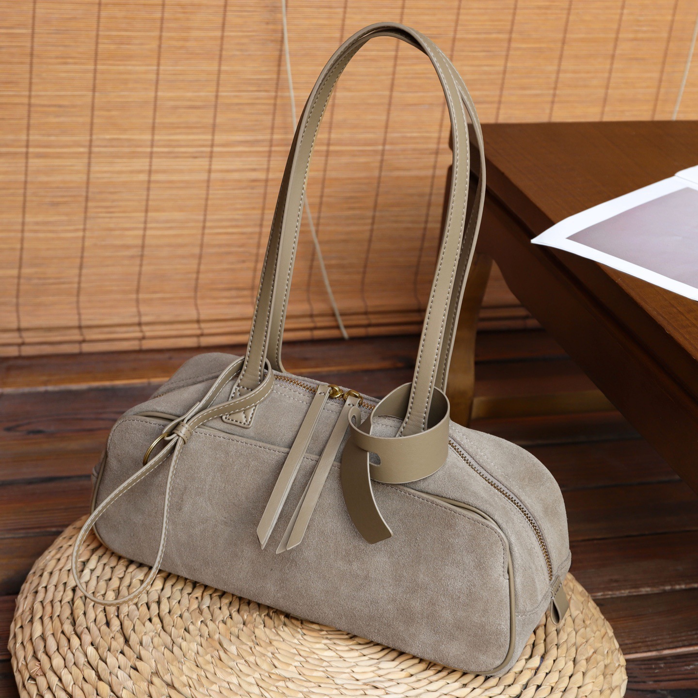 Sac de bowling en cuir de vache mat de niche pour femmes-nouveau sac à main – Image 4