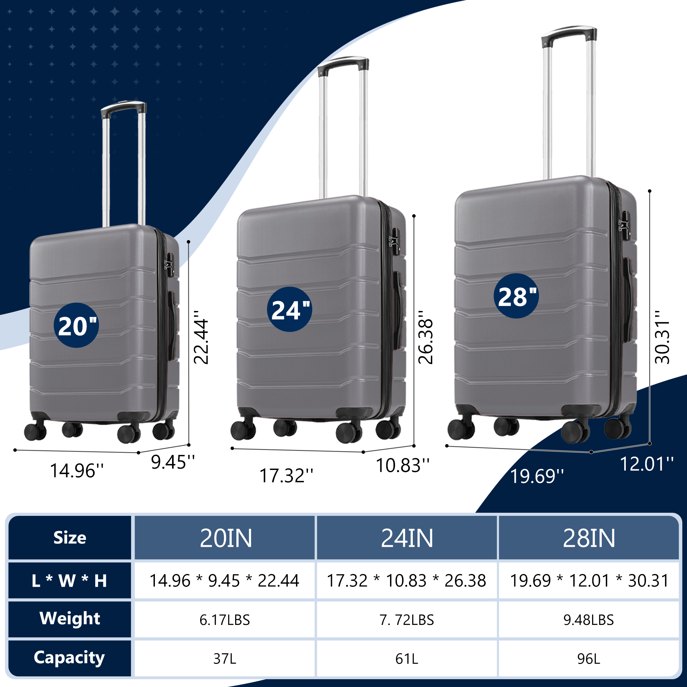 Hard Shell Carry On Suitcase, ABS Spinner Wheel Luggage, Lightweight And Expandable Rolling Travel Bag image 15