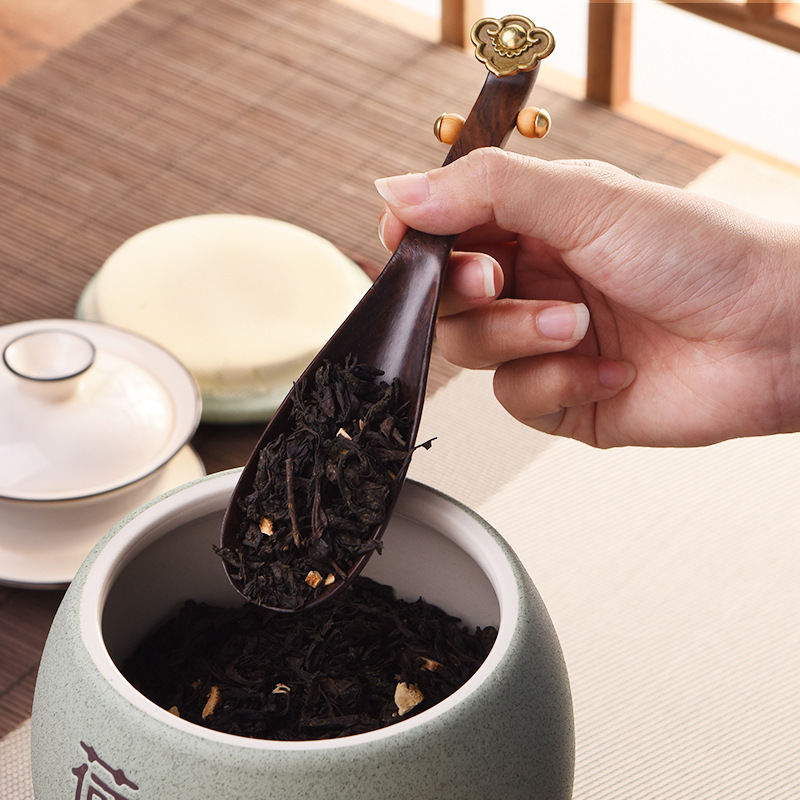 Ebony Pipa Teaspoon Tea Set (Ebony decoration)