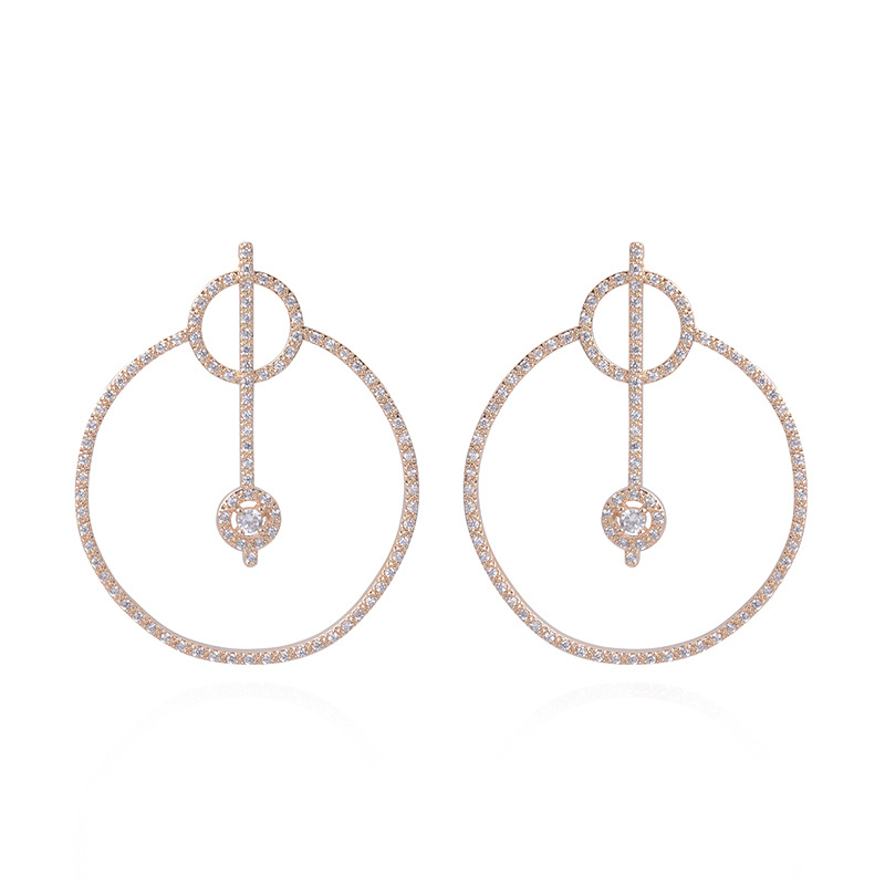 Geometric Circle Creative Hollow Micro-inlaid Zircon Earrings
