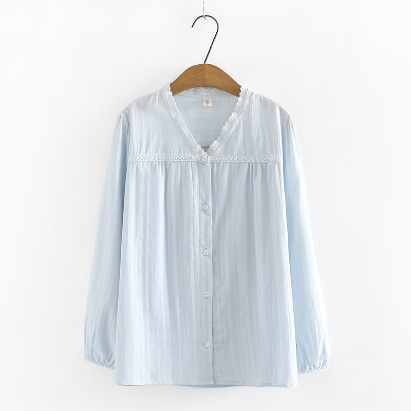 Fashion Women's Loose V-neck Lace Shirt
