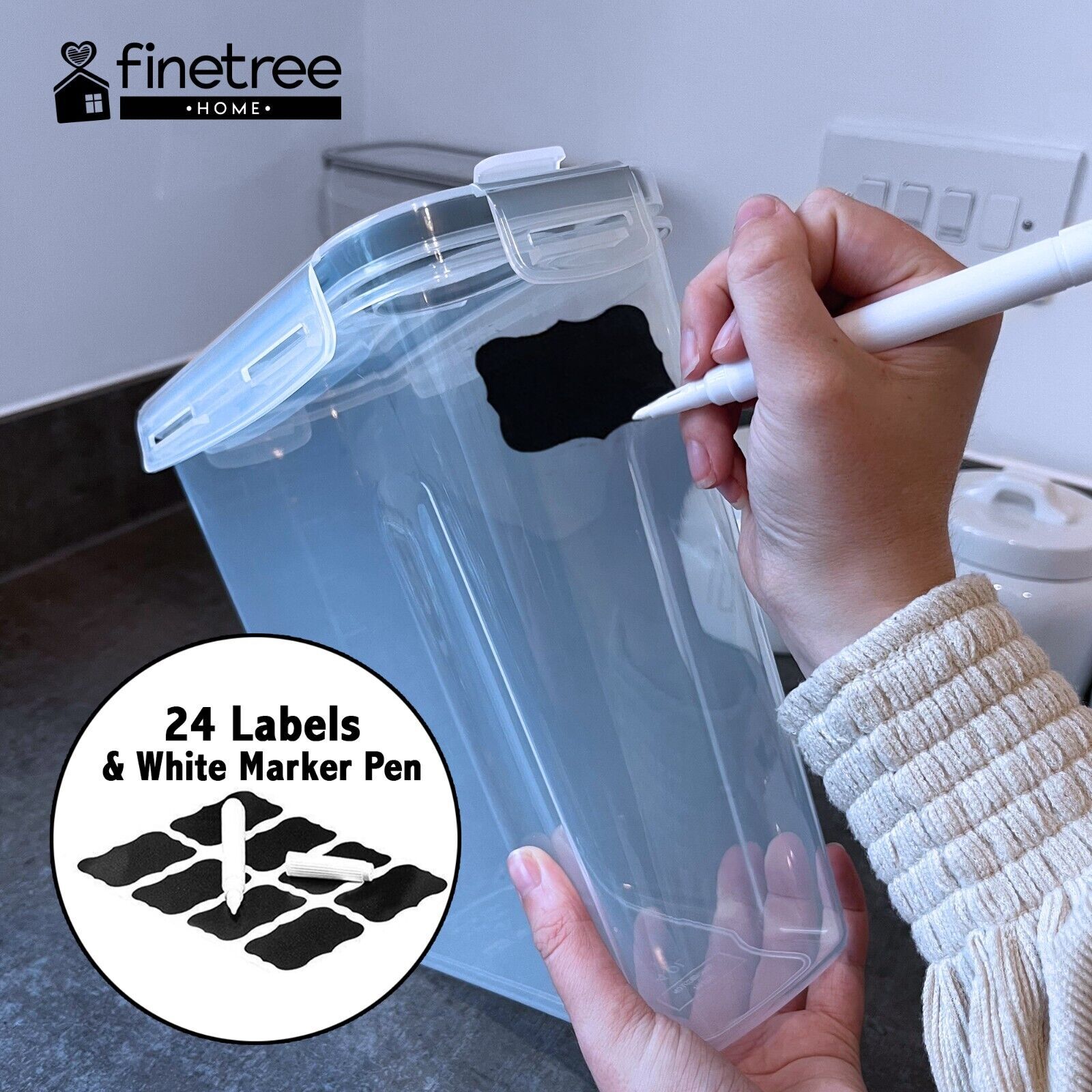 4x 4l airtight food storage container kitchen pantry dry