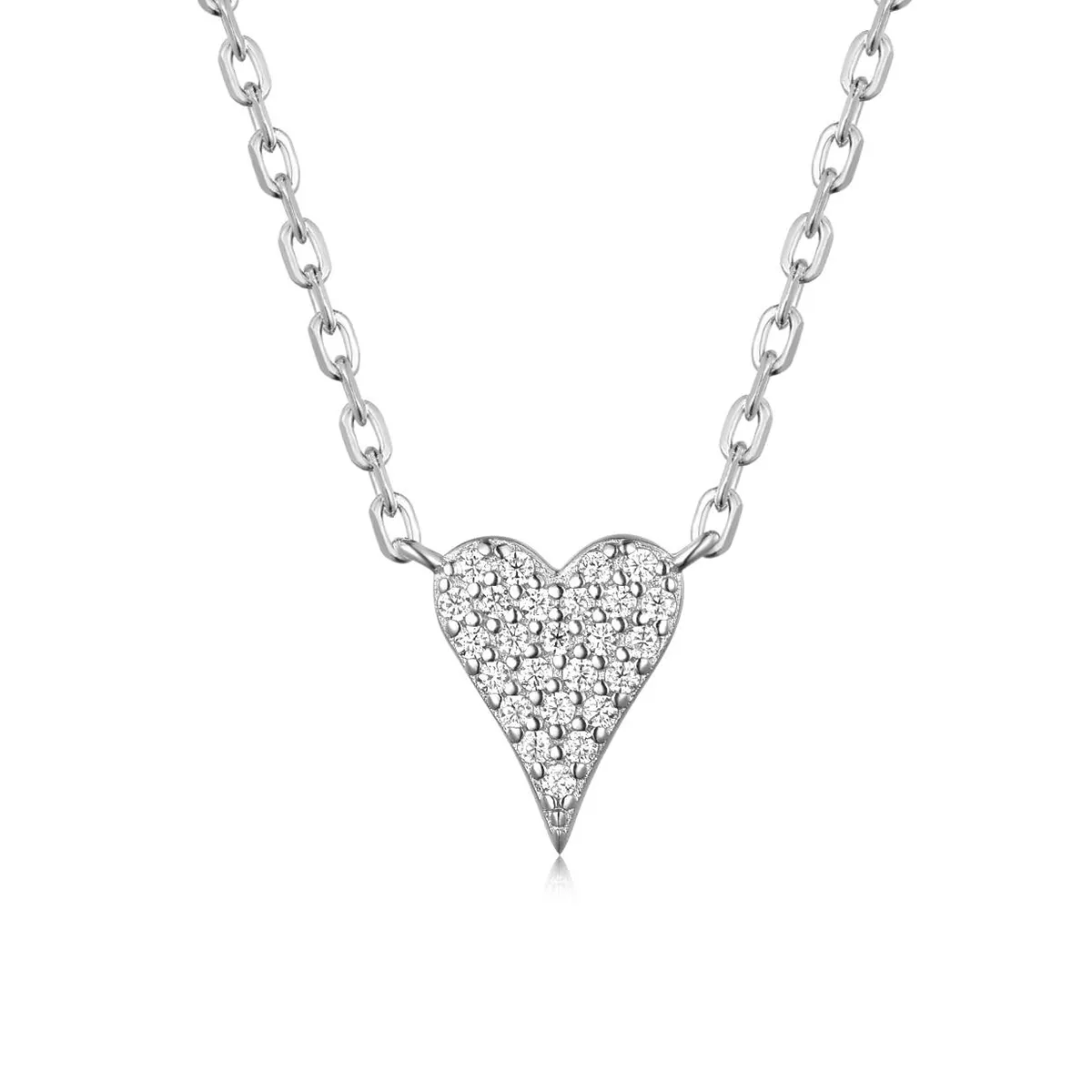 S925 Silver 2.4g Platinum Plated Heart Moissanite