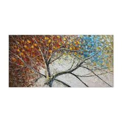Large Handpainted Palette Knife Fortune Tree Oil Painting On Canvas Modern Abstract Landscape Art Poster Living Room Wall Pictures Home Decor - Wit... - View 1