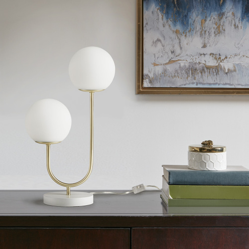 Metal 2-Light Globe Table Lamp — foto 4