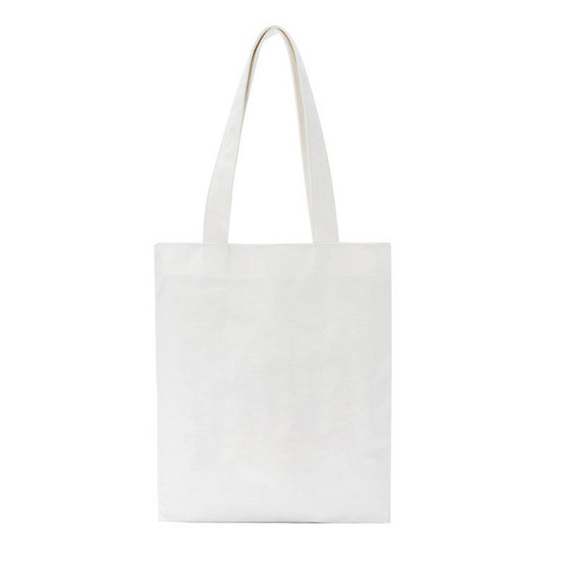 Student Shopping White Canvas Bag Printed Cotton