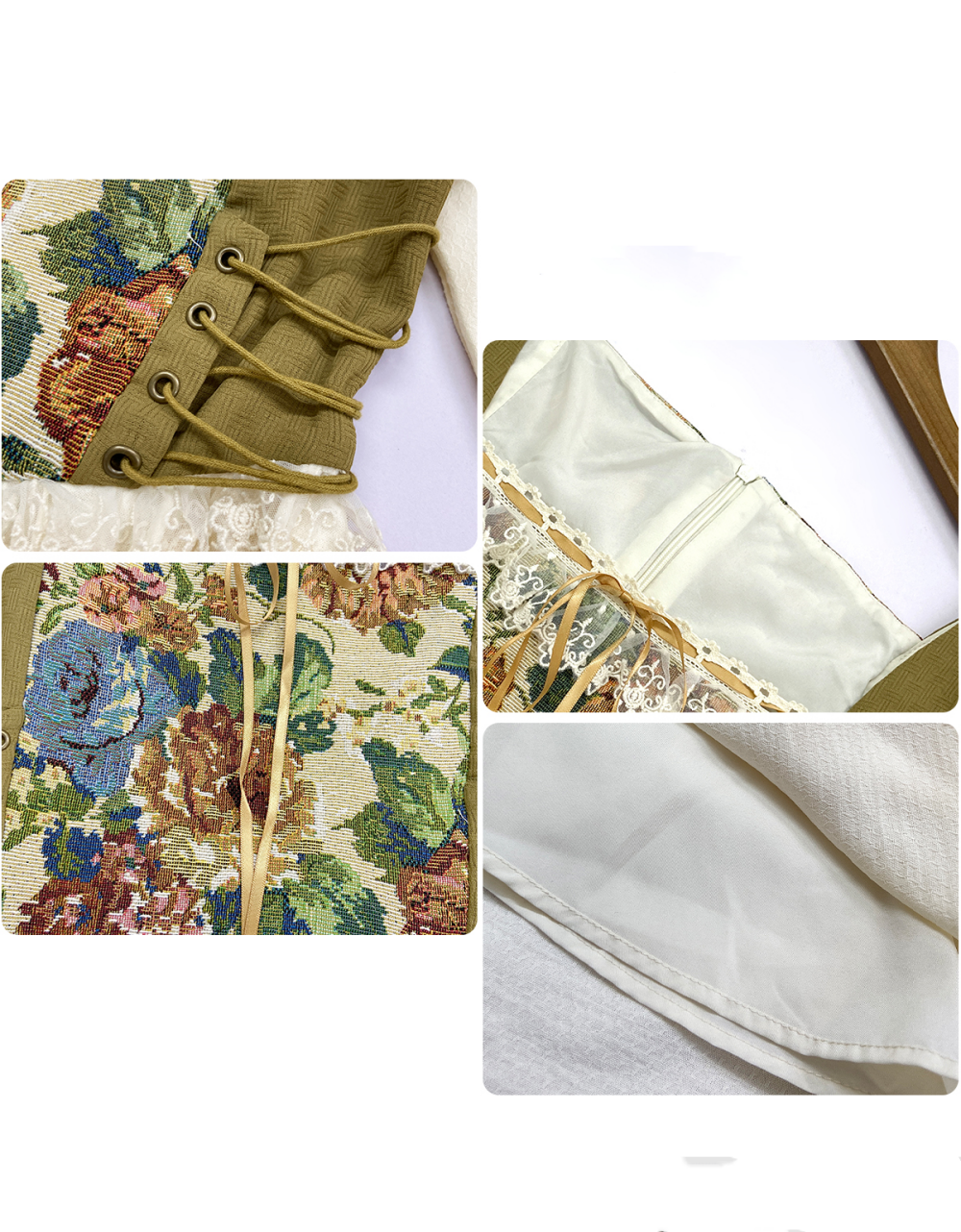 French Square Neck Dress With A Touch Of Apricot Color