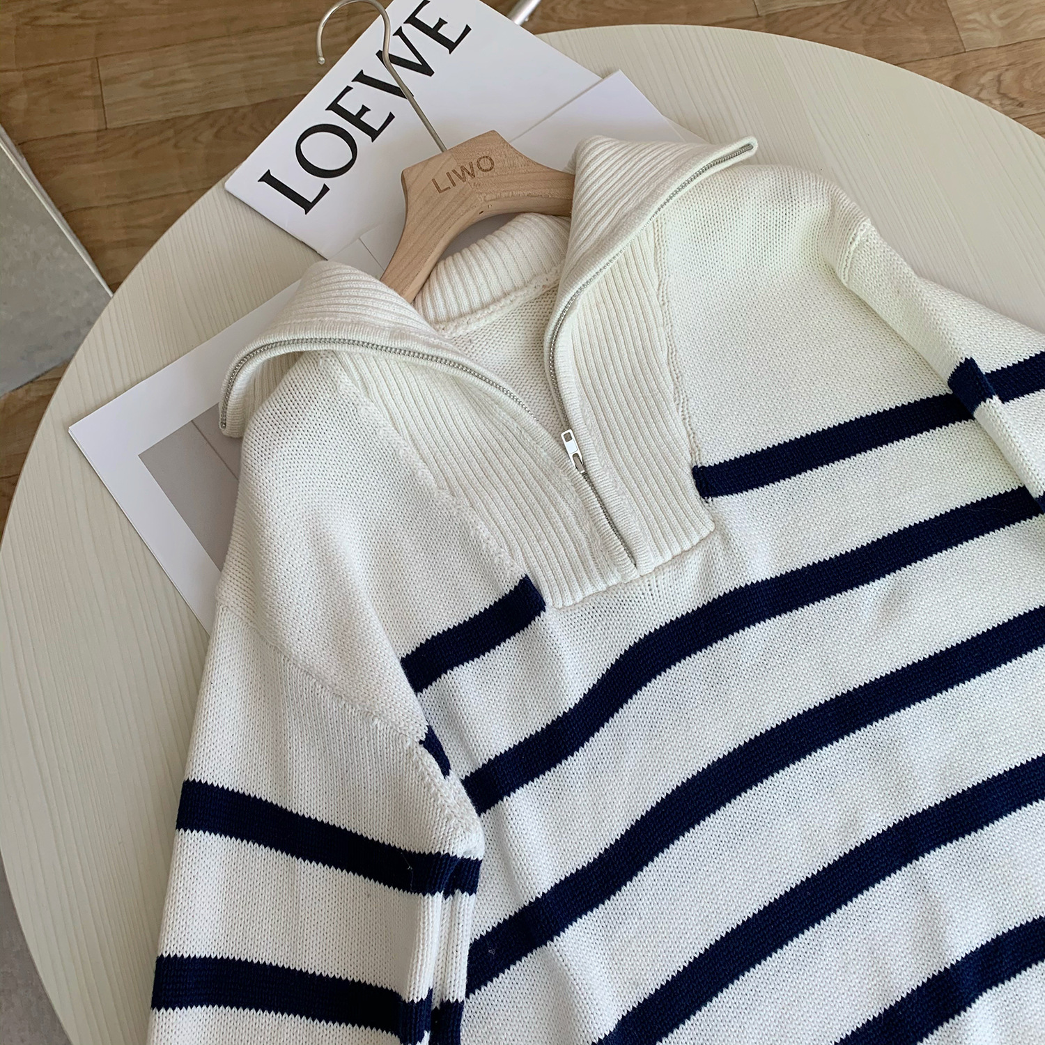 Lazy High Sense Of Zipper Big Lapel Sweater Women