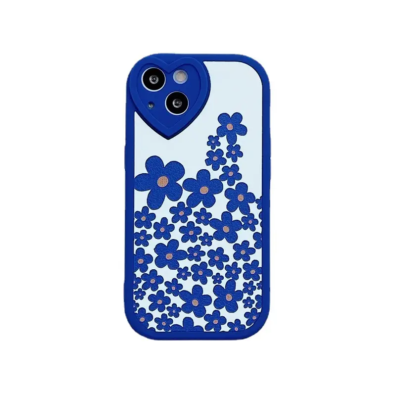 Simple Blue Flower Love Silicone Phone Case