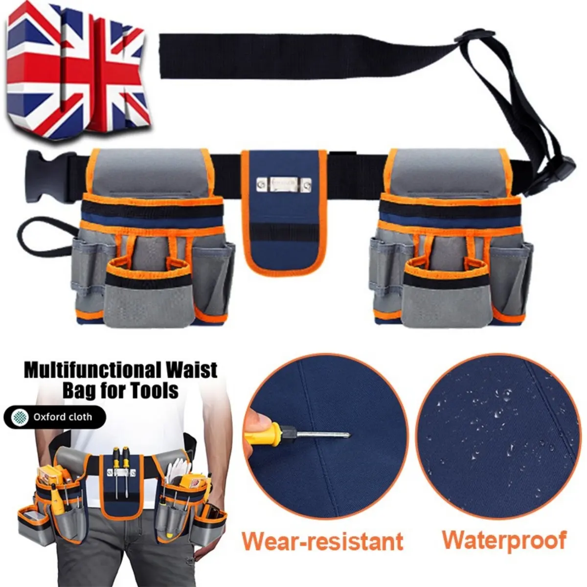 Double Tool Belt Pouch 12 Pocket Heavy