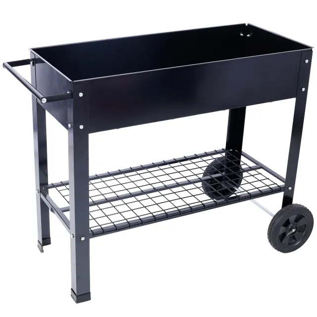 Products Elevated Mobile Raised Ergonomic Metal Planter Garden Bed For Backyard, Patio W Wheels, Low Black - Shop at LoveMi