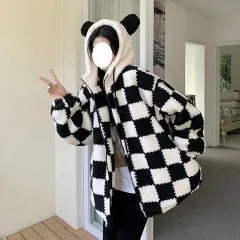 Design Zipper Hooded Blouse For Women Loose Coat - Black - View 1