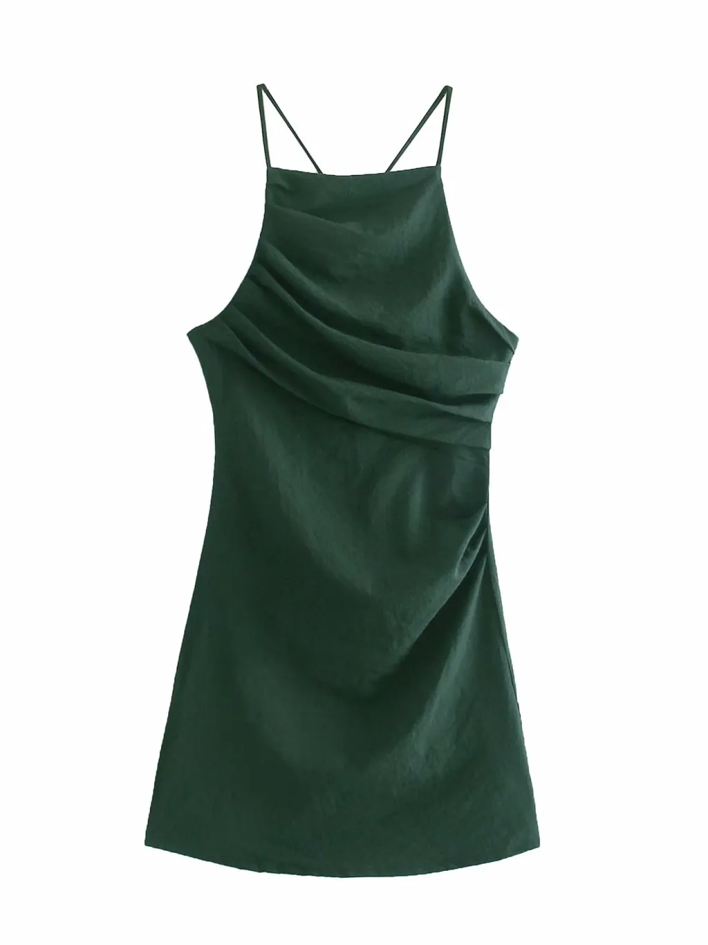 European And American New Pleated Suspender Sexy Dress - Green