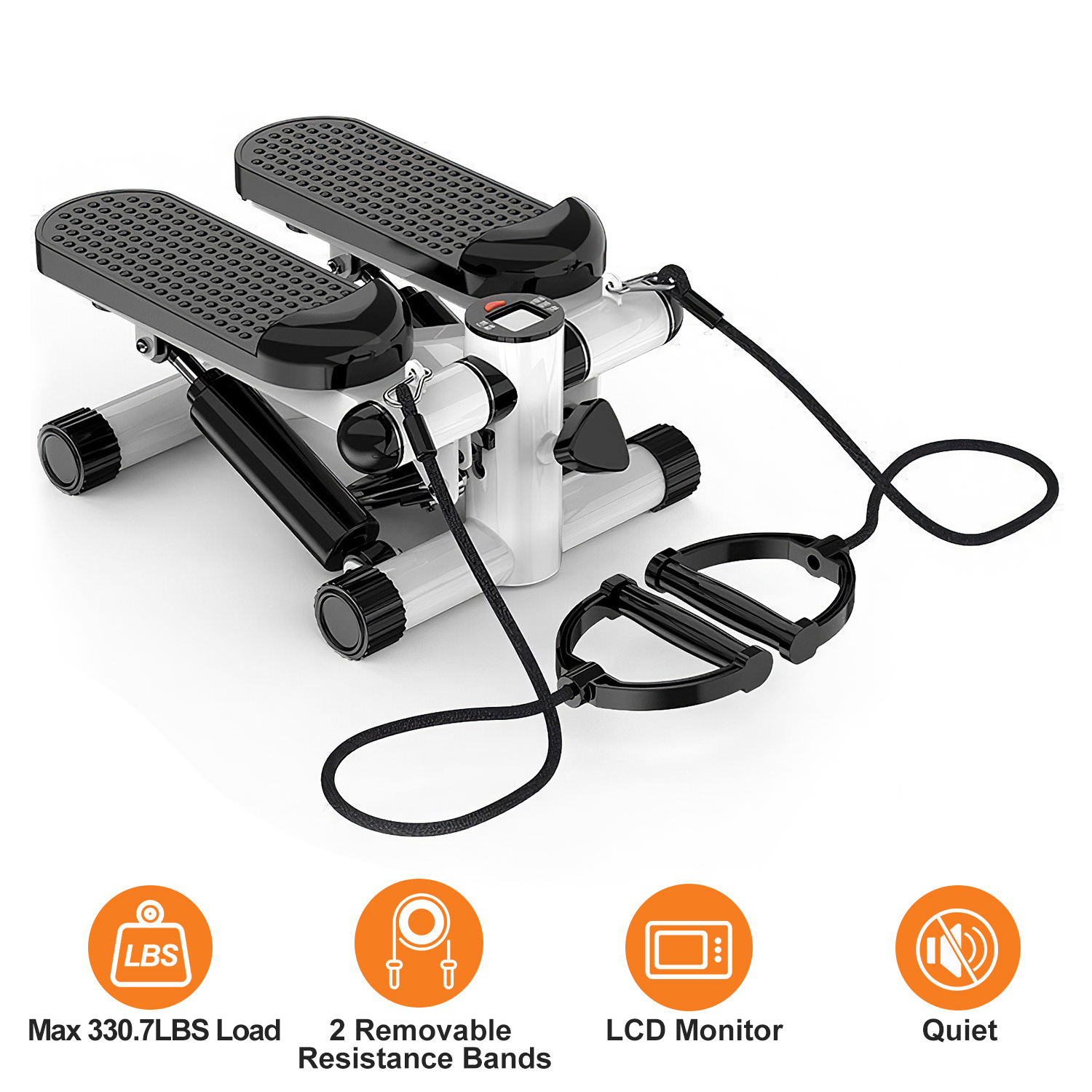 Stepper For Exercise Mini Fitness Stepper With 2 Resistance Bands LCD Monitor Max 330.7LBS Load Stair Stepper Quiet Stepper — foto 13