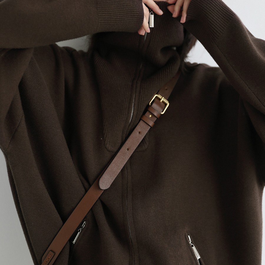 Casual Slacker Knitting Suit High Neck Sweater Coat