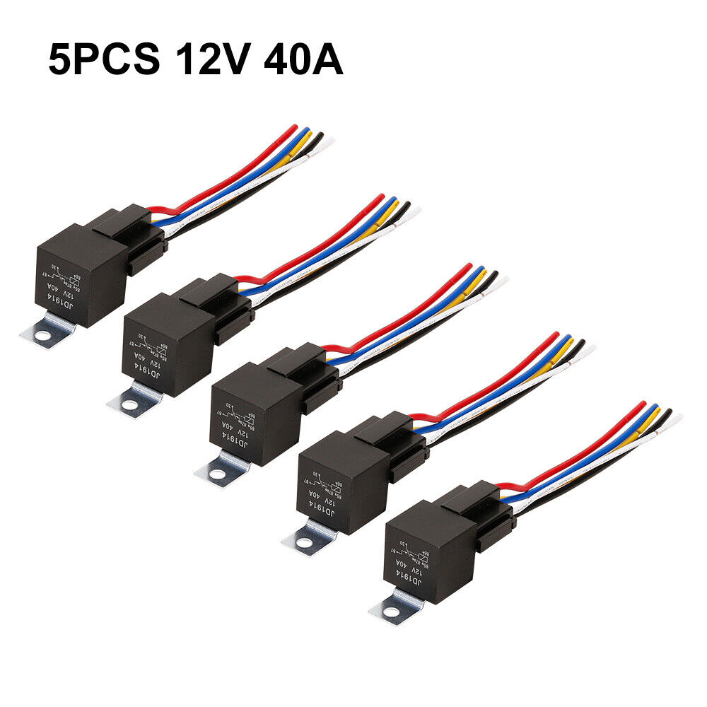 Relé automotriz de 12V 40A 5 contactos con cableado