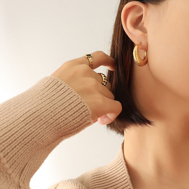 Title 5, U-shaped Geometric Earrings For Women