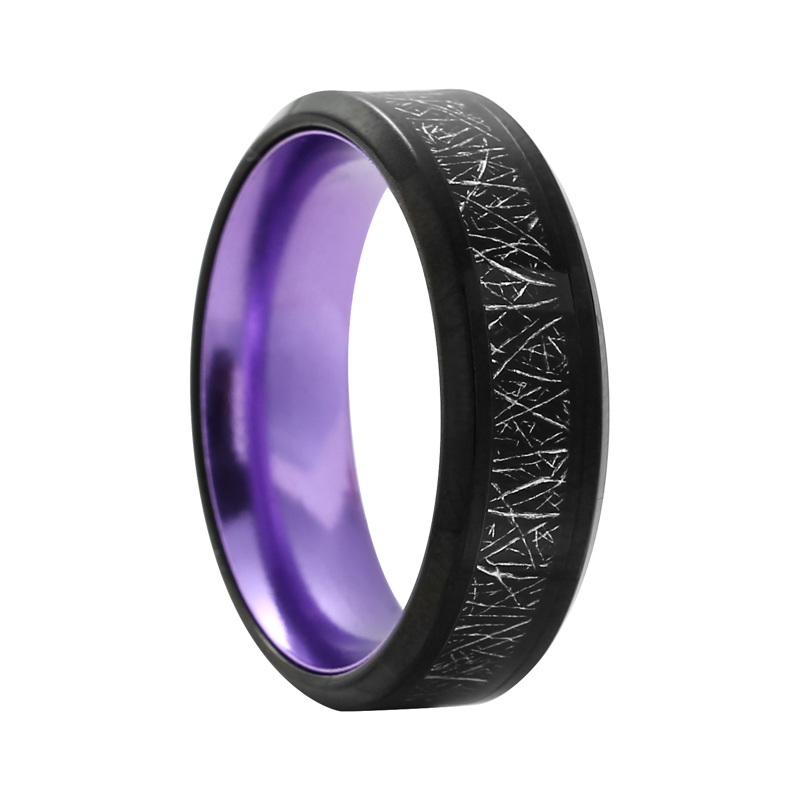 Titanium Steel Ring Imitation Black Meteorite From Europe And America