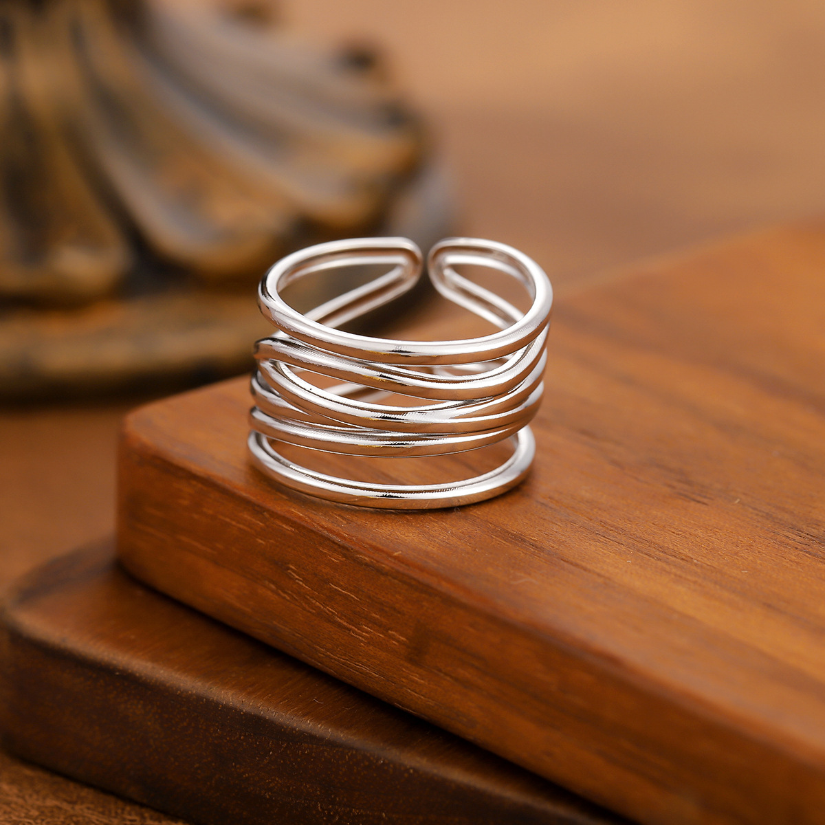 Style Titanium Steel Ring For Women, Light Luxury Advanced Sense, Niche Design, Open & Gold... thumbnail 5